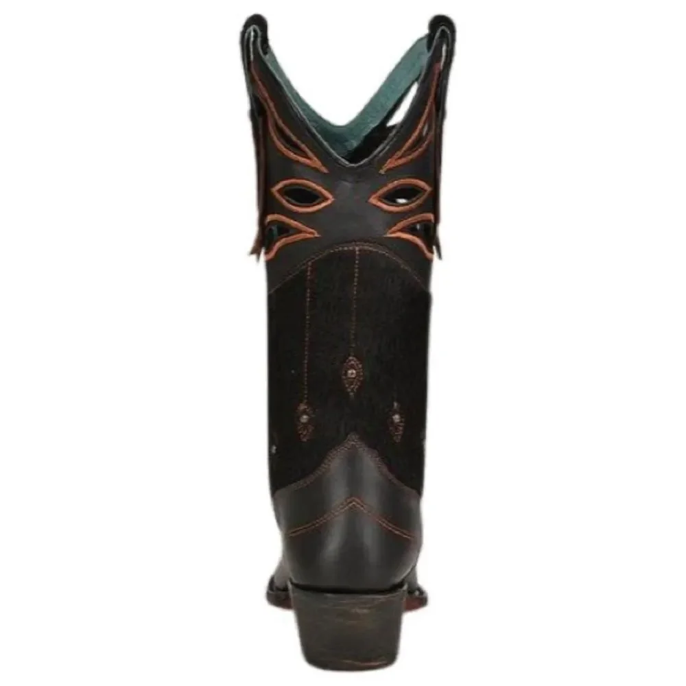 Corral Z0147 Black Cutout Embroidered Studded Cowboy Boots Pointed Toe sz 8 NIB - Picture 3 of 11